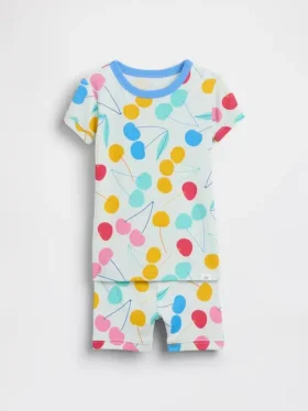Baby & Toddler Organic Brushed Cotton Cherry Pj Short Set