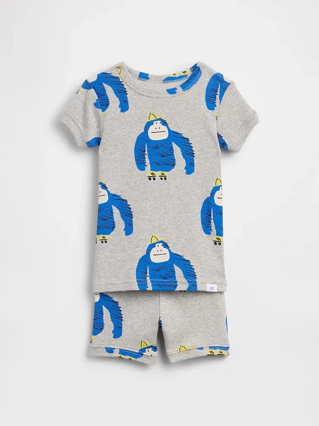 Baby & Toddler Organic Brushed Cotton Gorilla Pj Short Set