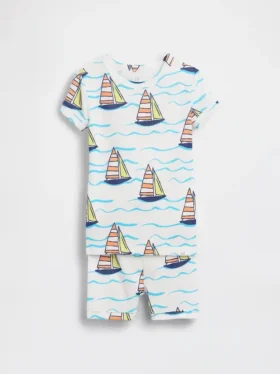 Baby & Toddler Organic Brushed Cotton Sailboat Pj Short Set