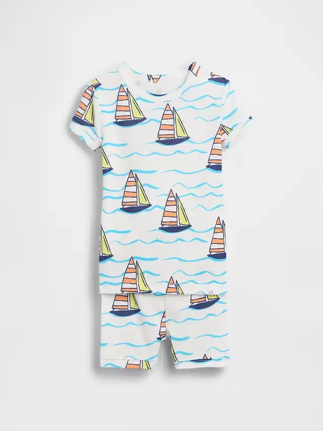 Baby & Toddler Organic Brushed Cotton Sailboat Pj Short Set