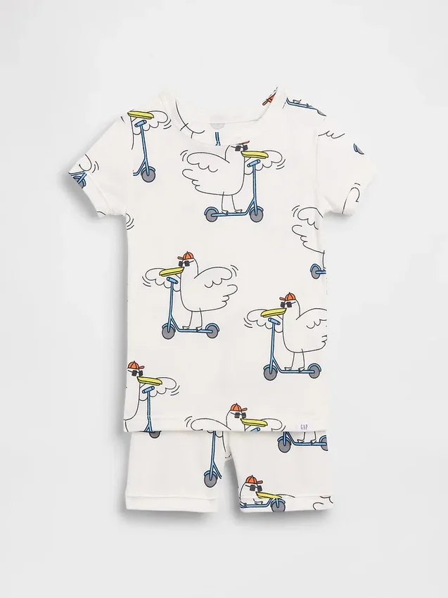 Baby & Toddler Organic Brushed Cotton Scooter Seagull Pj Short Set