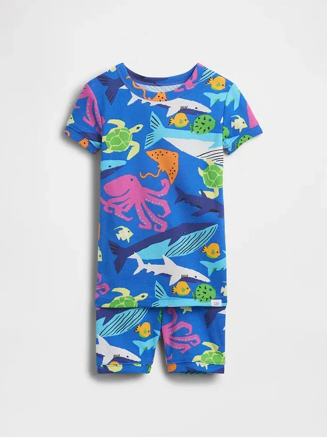 Baby & Toddler Organic Brushed Cotton Sea Creatures Pj Short Set