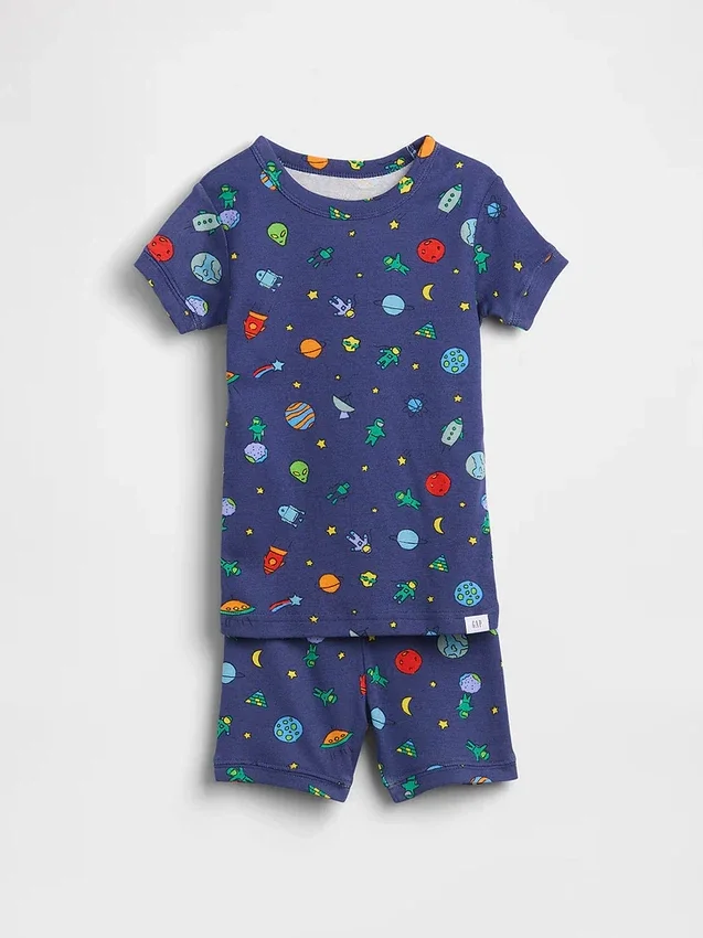 Baby & Toddler Organic Brushed Cotton Space Aliens Pj Short Set