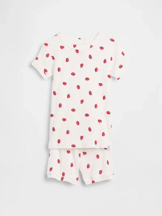 Baby & Toddler Organic Brushed Cotton Strawberry Pj Short Set