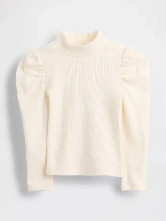 Baby & Toddler Puff-Sleeve Rib Mockneck