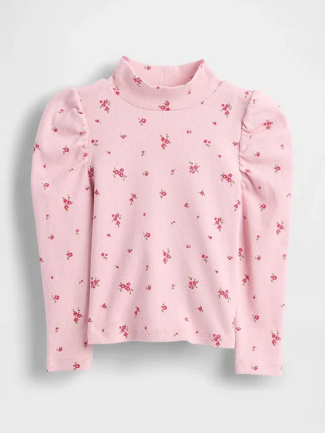 Baby & Toddler Puff-Sleeve Rib Mockneck