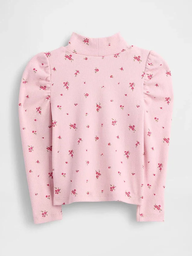 Baby & Toddler Puff-Sleeve Rib Mockneck