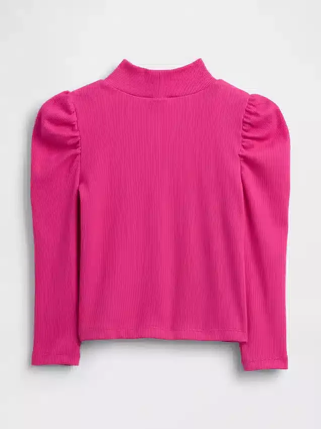 Baby & Toddler Puff-Sleeve Rib Mockneck