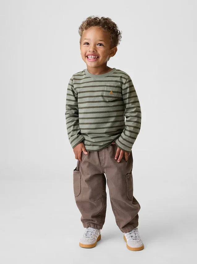 Baby & Toddler Pull-On Bear Pocket Barrel Jeans