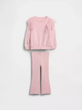 Baby & Toddler Tulle Sweatshirt & Rib Flare Leggings Set