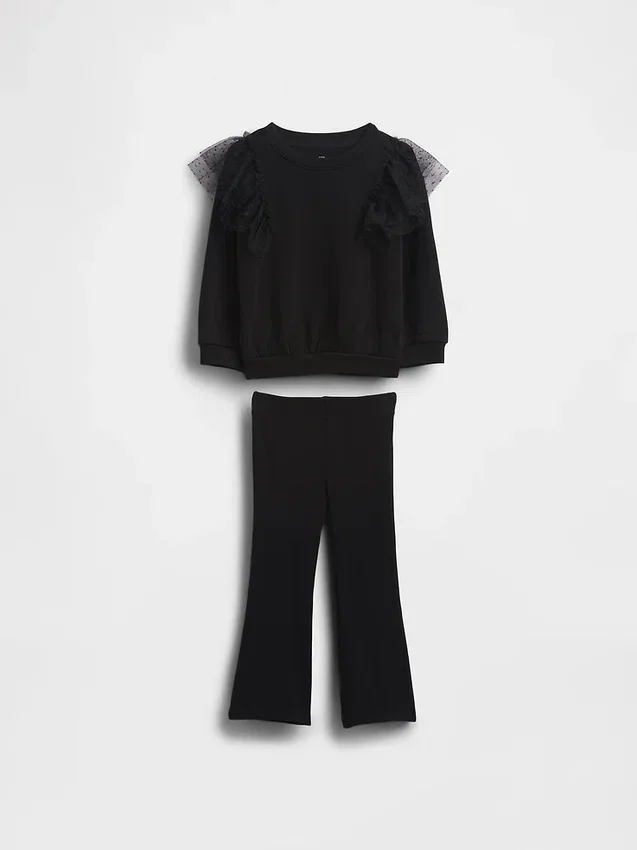 Baby & Toddler Tulle Sweatshirt & Rib Flare Leggings Set