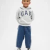 Baby & Toddler Two-Tone Pull-On Barrel Jeans