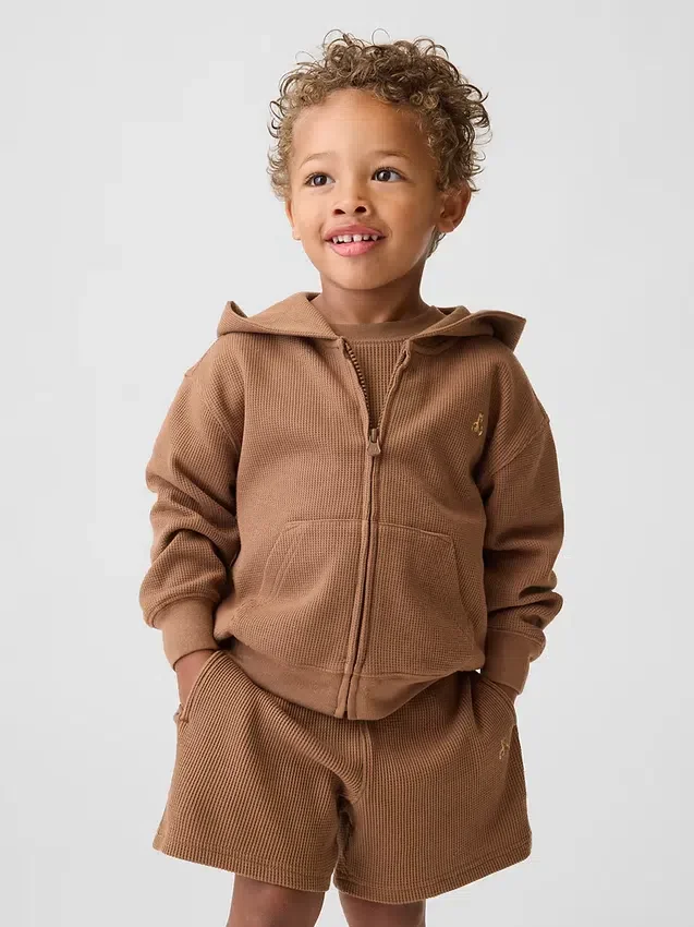 Baby & Toddler Waffle Zip Hoodie