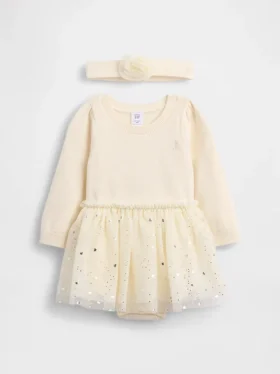 Baby Tulle Sweater Bodysuit Dress Set