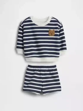 Baby Vintagesoft Bear Stripe Sweat Set