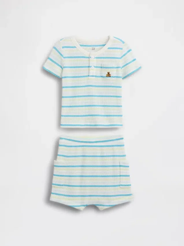 Baby Waffle Henley Outfit Set
