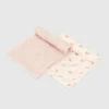 Bamboo Little Bunny and Pink Wave Swaddle Set