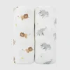 Bamboo Little Lion and Elephant Swaddle Set