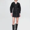 Barrel-Sleeve Denim Mini Dress