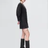 Barrel-Sleeve Denim Mini Dress