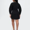 Barrel-Sleeve Denim Mini Dress