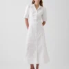 Barrel-Sleeve Maxi Shirtdress