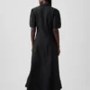 Barrel-Sleeve Maxi Shirtdress