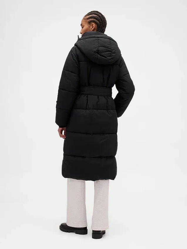 Belted Long Puffer Coat