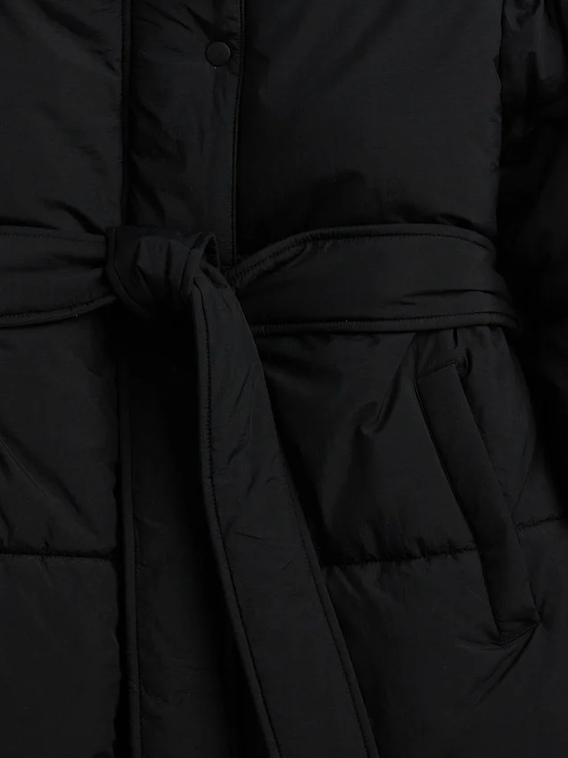 Belted Long Puffer Coat