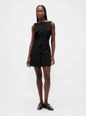 Bistretch Button-Front Mini Dress