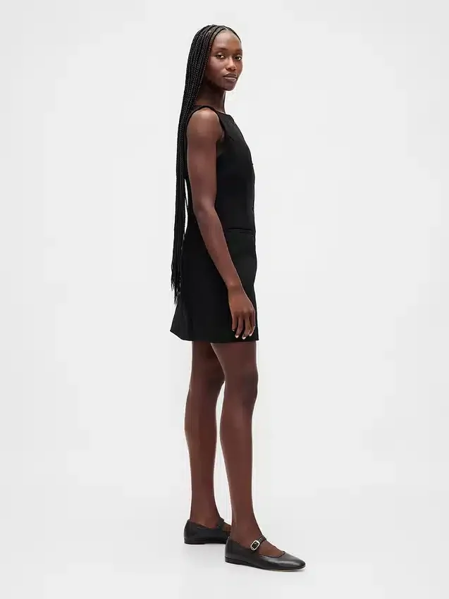 Bistretch Button-Front Mini Dress