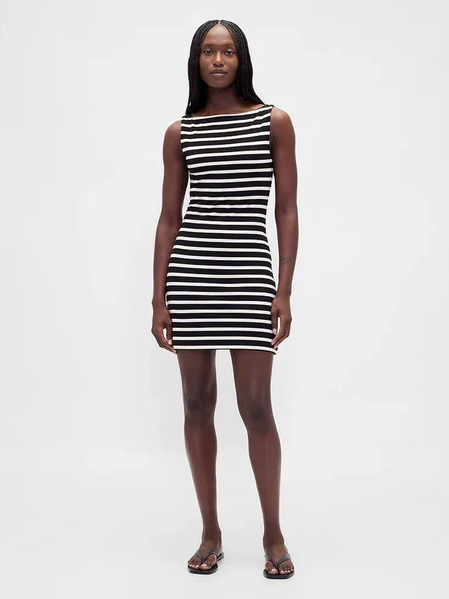 Boatneck Knit Mini Shift Dress