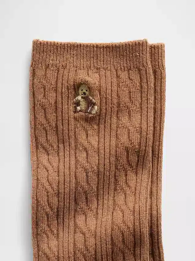 Brannan Bear Cable-Knit Crew Socks