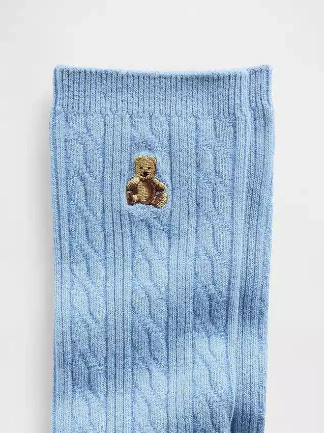 Brannan Bear Cable-Knit Crew Socks