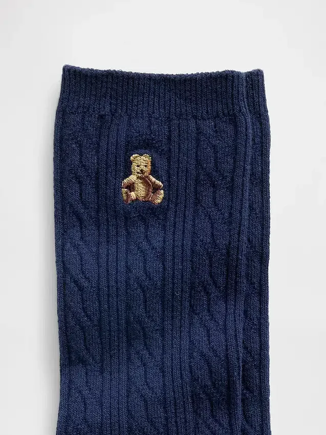 Brannan Bear Cable-Knit Crew Socks