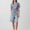 Button-Front Crop Peplum Top