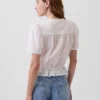 Button-Front Crop Peplum Top
