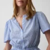 Button-Front Crop Peplum Top