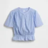 Button-Front Crop Peplum Top