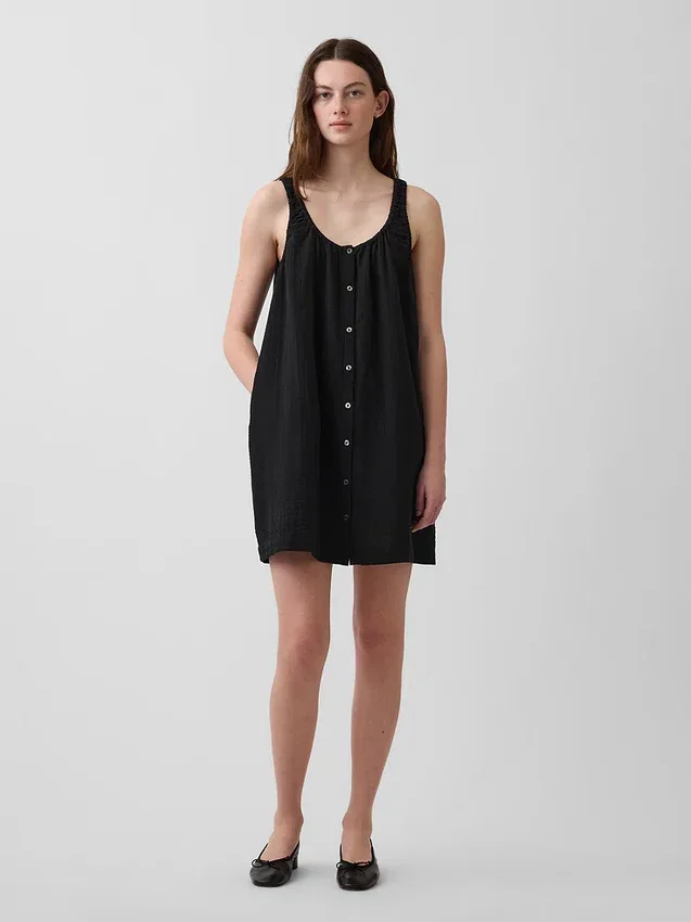 Button-Front Mini Dress