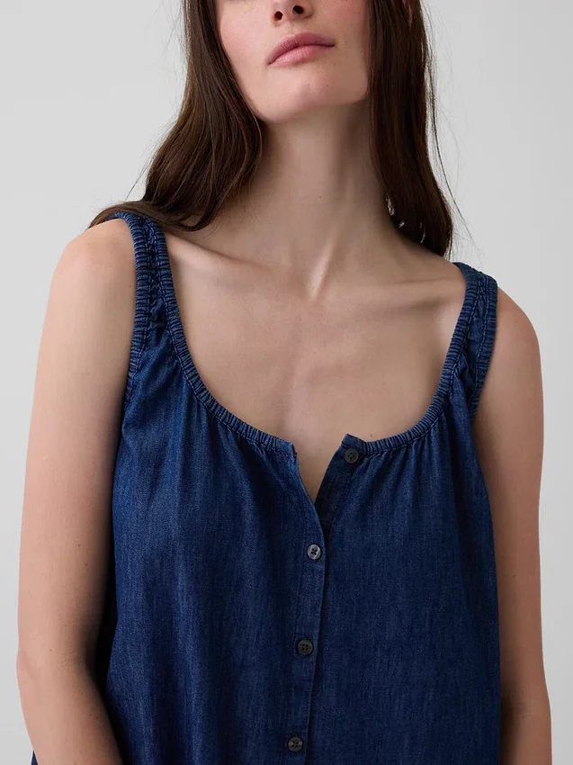 Button-Front Mini Dress