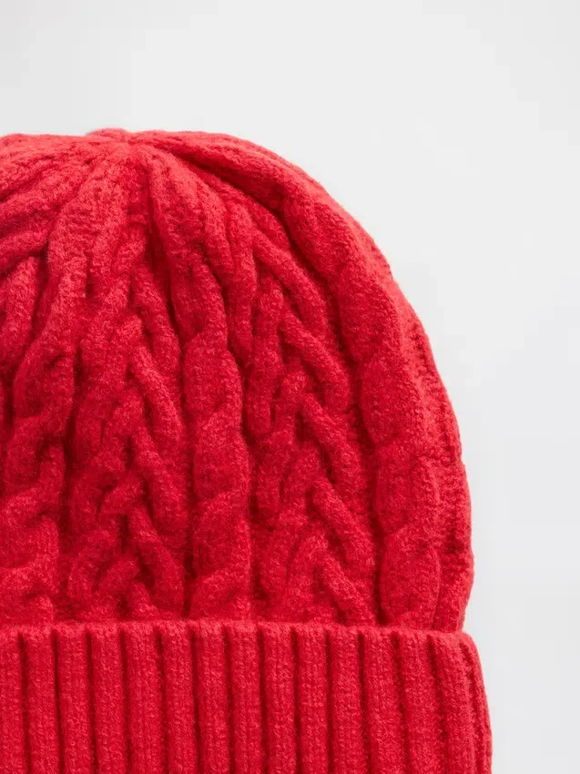 Cashsoft Cable-Knit Beanie