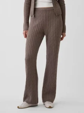 Cashsoft Cable-Knit Boot Sweater Pants