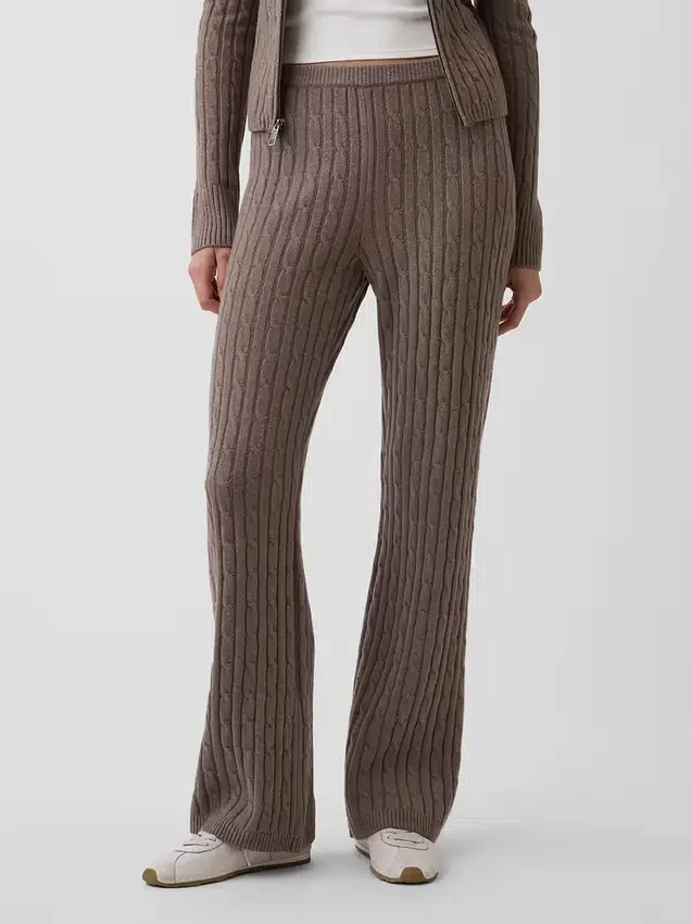 Cashsoft Cable-Knit Boot Sweater Pants