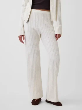 Cashsoft Cable-Knit Boot Sweater Pants