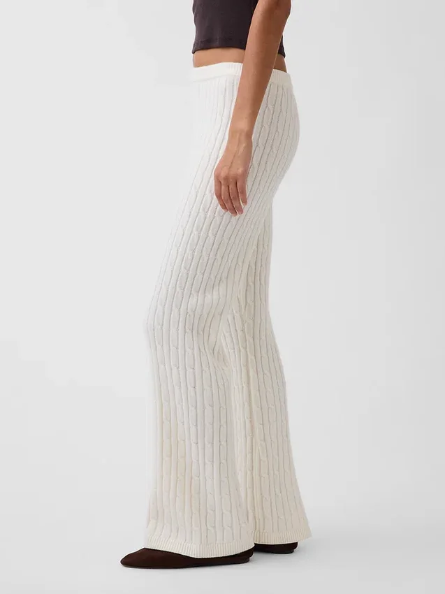 Cashsoft Cable-Knit Boot Sweater Pants