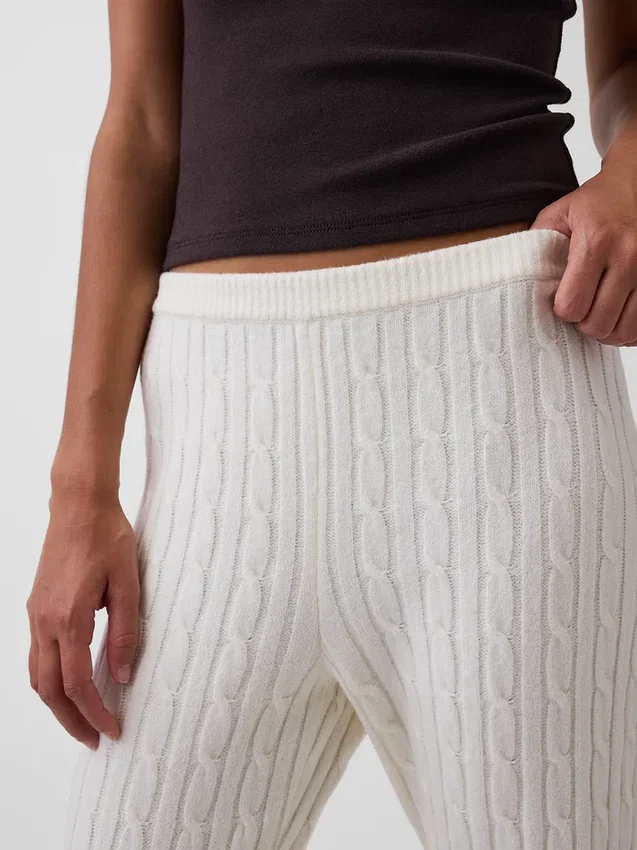 Cashsoft Cable-Knit Boot Sweater Pants