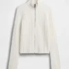 Cashsoft Cable-Knit Crop Zip Cardigan