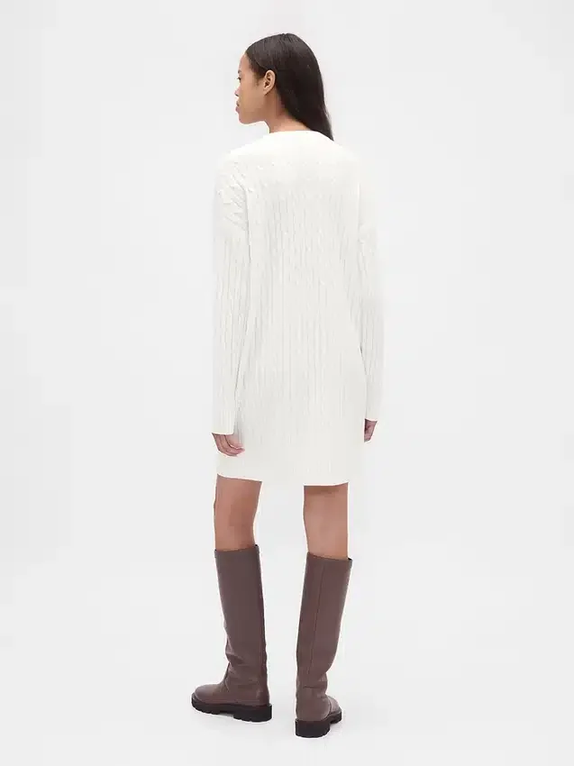 Cashsoft Cable-Knit Mini Sweater Dress