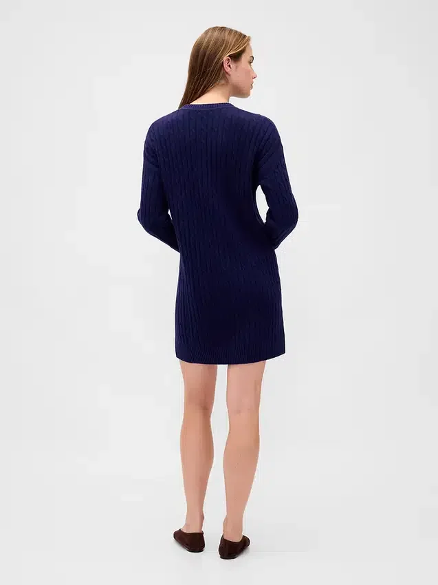 Cashsoft Cable-Knit Mini Sweater Dress